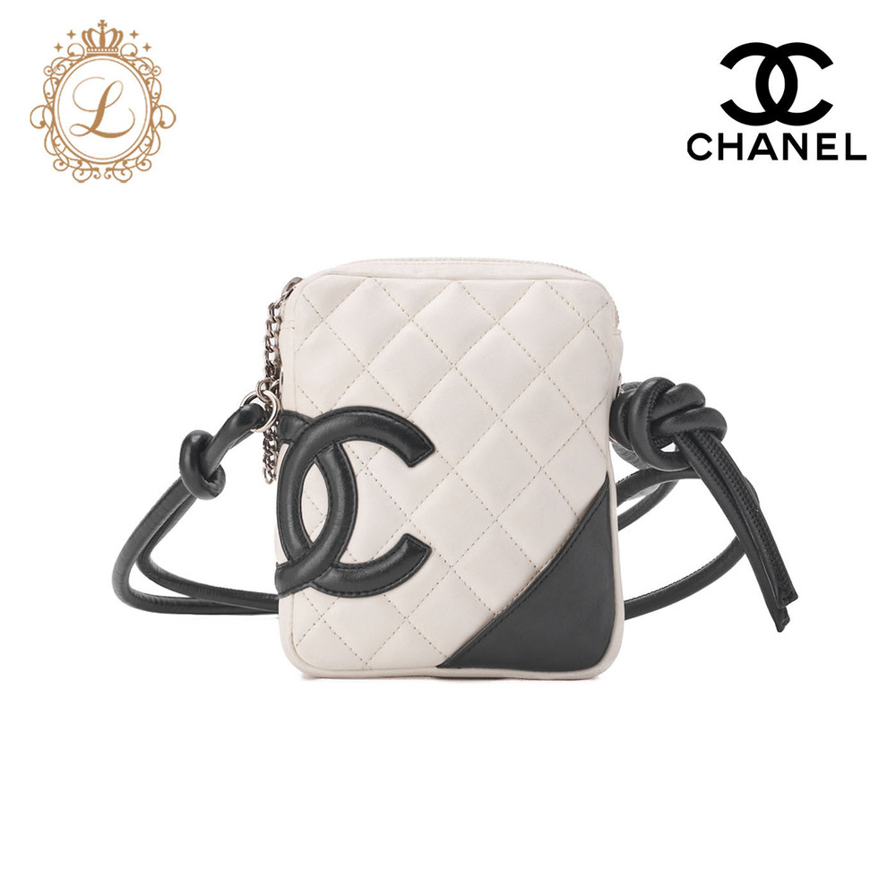 Chanel Cambon Matelasse Calfskin Shoulder Bag White Black Chain - Picture 1 of 9